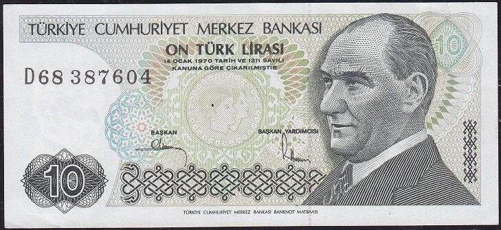 7.Emisyon 2.Tertip 10 Lira D68 387604 Çok Temiz