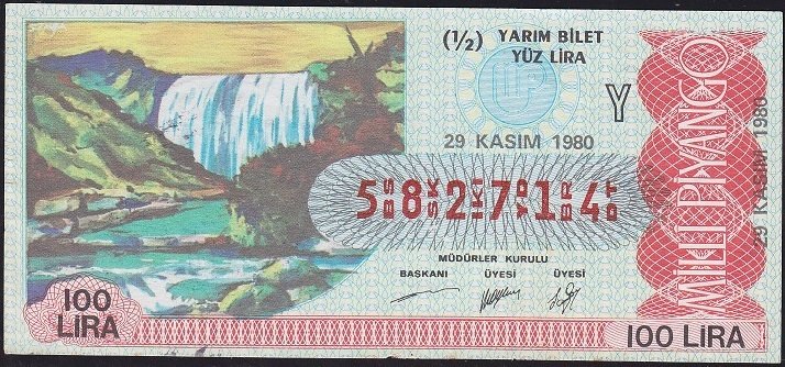 1980 29 Kasım Yarım Bilet - Y Serisi