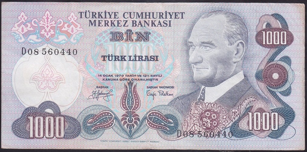 6.EMİSYON 2.TERTİP 1000 LİRA D08 560440 ÇOK TEMİZ +