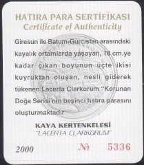 Hatıra Para Sertifikası - Kaya Kertenkelesi - 2000 Yılı