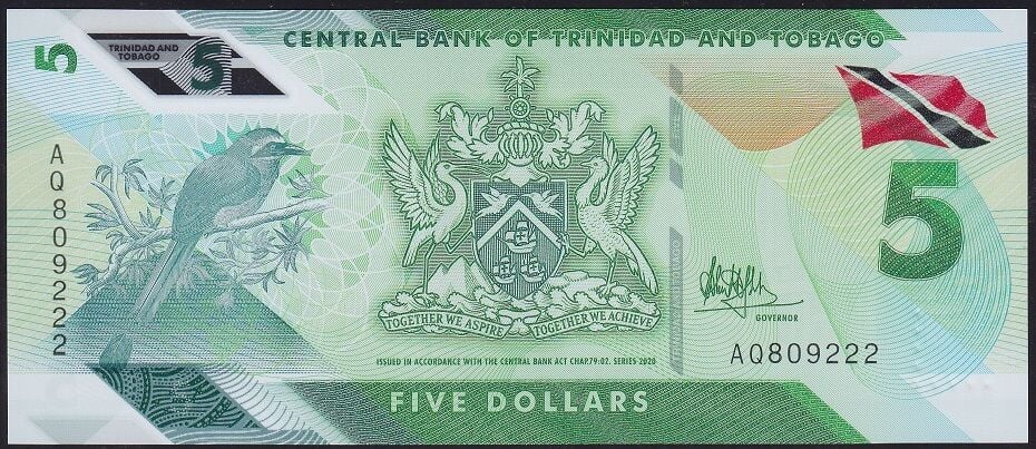 Trinidad Tobago 5 Dolar 2020 Çil Pick 61 Polimer ( 222 )