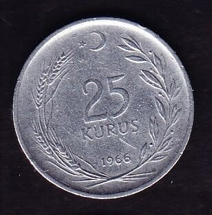1966 Yılı 25 Kuruş Düz