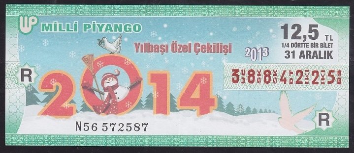 2013 31 ARALIK ÇEYREK BİLET - R SERİSİ