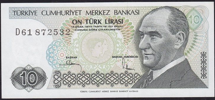 7.Emisyon 2.Tertip 10 Lira D61 872532 Ççt Çilaltı