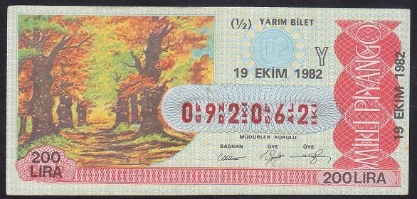 1982 19 EKİM YARIM BİLET - Y SERİSİ