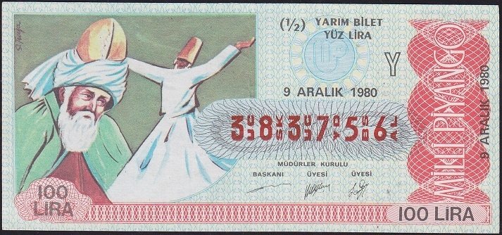 1980 9 Aralık Yarım Bilet - Y Serisi