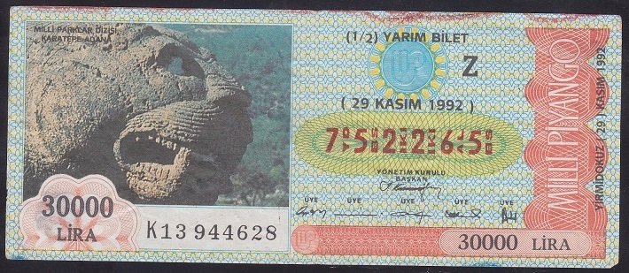 1992 29 KASIM YARIM BİLET Z SERİSİ