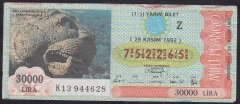 1992 29 KASIM YARIM BİLET Z SERİSİ