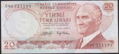 6.EMİSYON 3.TERTİP 20 LİRA G86 711193 ÇÇT eski para