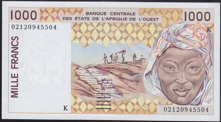 West African States 1000 Frank 2002 (K) Çil Senegal Pick 711K