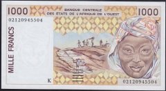 West African States 1000 Frank 2002 (K) Çil Senegal Pick 711K