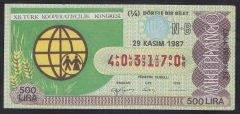 1987 29 KASIM ÇEYREK BİLET N-B SERİSİ