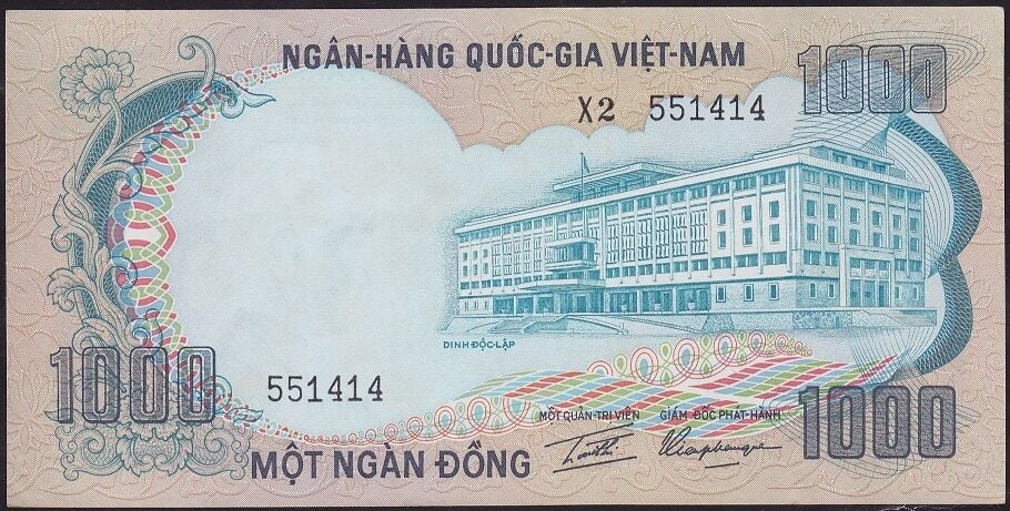 Vietnam ( Güney ) 1000 Dong 1972 Çilaltı Çil Pick 34