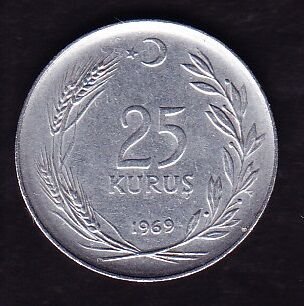 1969 Yılı 25 Kuruş Ters