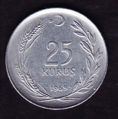 1969 Yılı 25 Kuruş Ters