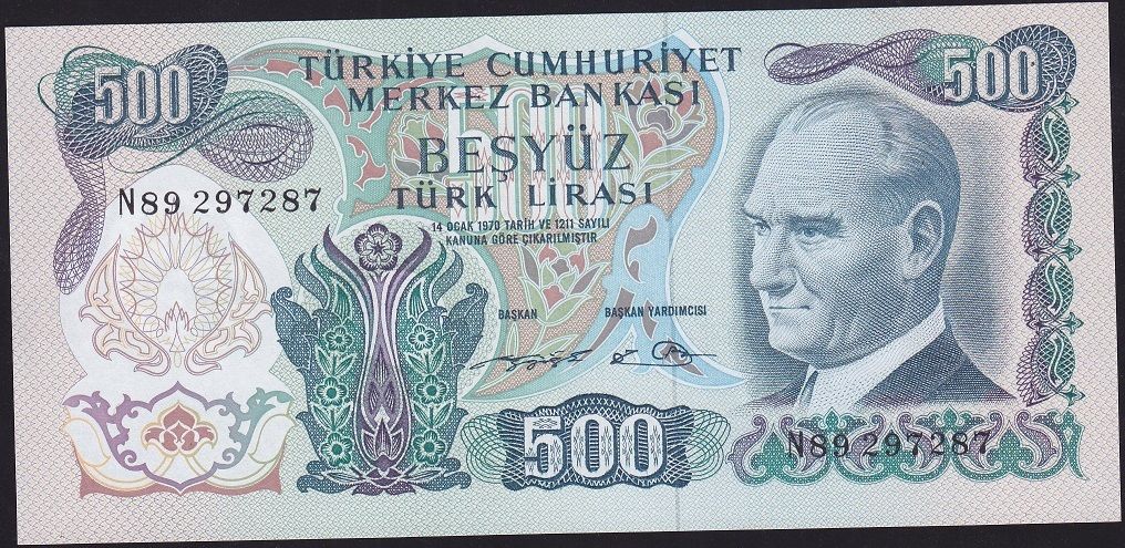 6.Emisyon 2.Tertip 500 Lira N89 297287 Çilaltı