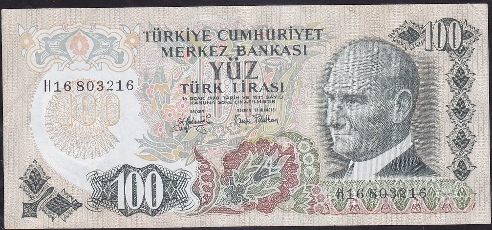 6.Emisyon 2.Tertip 100 Lira H16 803216 Çok Temiz +