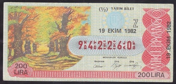 1982 19 EKİM YARIM BİLET - Z SERİSİ