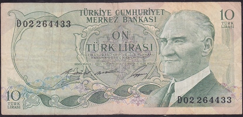 6.Emisyon 1.Tertip 10 Lira D02 264433 Çok Temiz