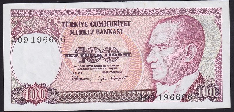 7.EMİSYON 1.TERTİP 100 LİRA A09 196686 ÇÇT +