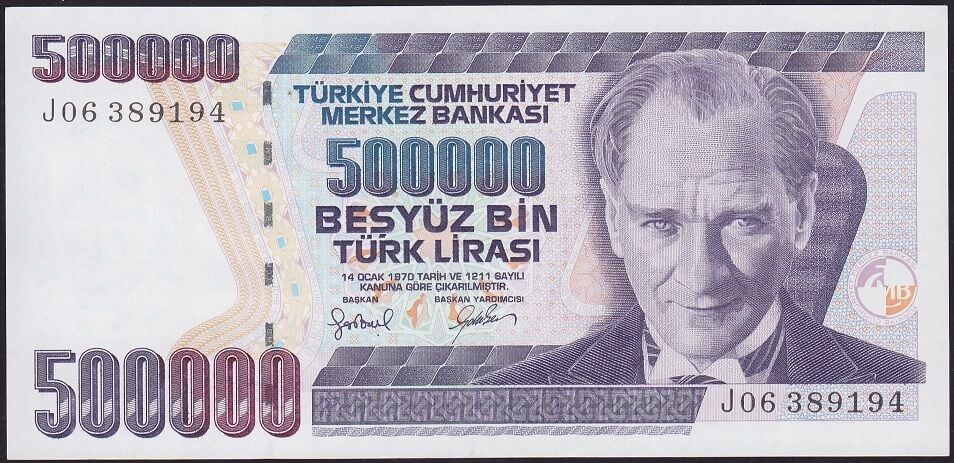 7.Emisyon 4.Tertip 500000 Lira J06 389194 Çilaltı Çil