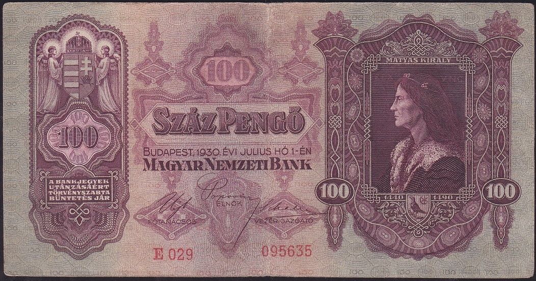 Macaristan 100 Pengo 1930 Çok Temiz+