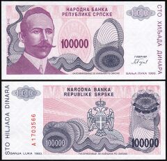 Bosna Hersek 100000 Dinar 1993 Çil Pick 154
