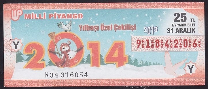 2013 31 ARALIK YARIM BİLET - Y SERİSİ