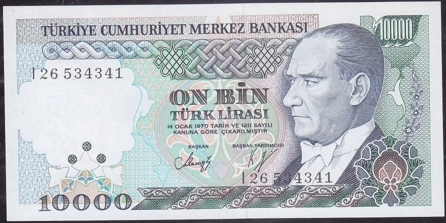 7.Emisyon 4.Tertip 10000 Lira I26 534341 Çil