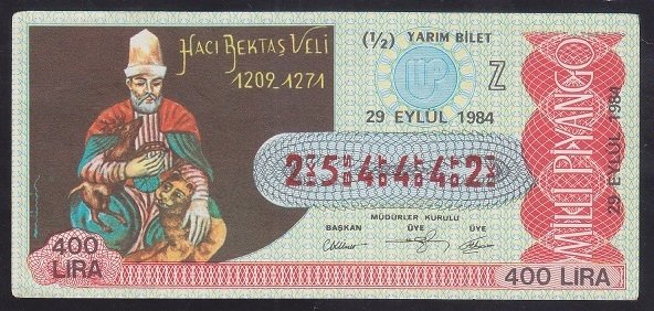 1984 29 EYLÜL YARIM BİLET Z SERİSİ