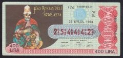 1984 29 EYLÜL YARIM BİLET Z SERİSİ