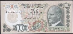 6.Emisyon 1.Tertip 100 Lira E52 003335 Çilaltı Çil