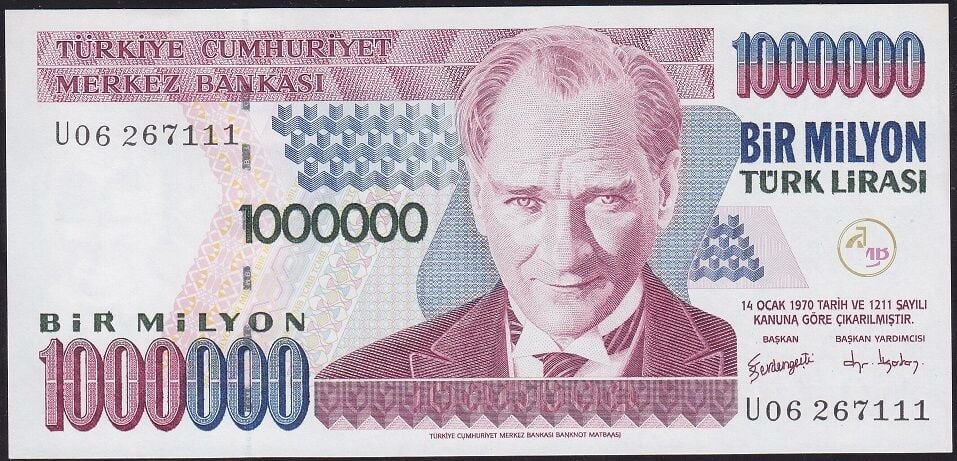 7.Emisyon 3.Tertip 1000000 Lira U06 267111 Çil