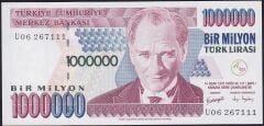 7.Emisyon 3.Tertip 1000000 Lira U06 267111 Çil