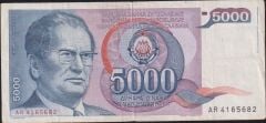 Yugoslavya 5000 Dinar 1985 Çok Temiz