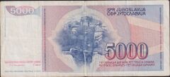 Yugoslavya 5000 Dinar 1985 Çok Temiz