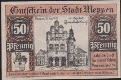 Almanya 50 Pfennig Notgeld 1921 Çil Filigranlı