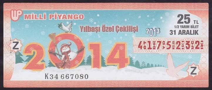 2013 31 ARALIK YARIM BİLET - Z SERİSİ