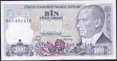7.Emisyon 2.Tertip 1000 Lira H45 492416 Çil
