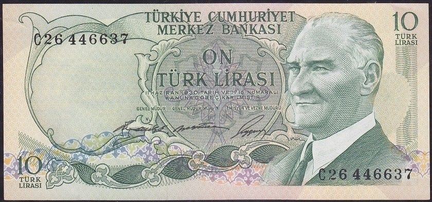6.Emisyon 1.Tertip 10 Lira C26 446637 Çilaltı Çil