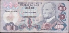 6.EMİSYON 2.TERTİP 1000 LİRA C86 063959 ÇOK TEMİZ