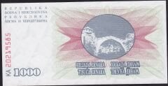 Bosna Hersek 1000 Dinar 1992 Çil Pick 15