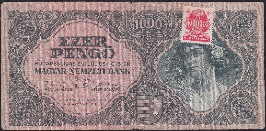 Macaristan 1000 Pengo 1945 Temiz