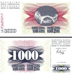 Bosna Hersek 1000 Dinar 1992 Çil Pick 15