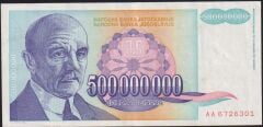 Yugoslavya 500000000 Dinar 1993 Çok Temiz+ (  AA )