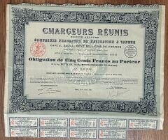 Hisse Senedi - Chargeurs Reunis 1921 ( 30 X 32,5 cm )