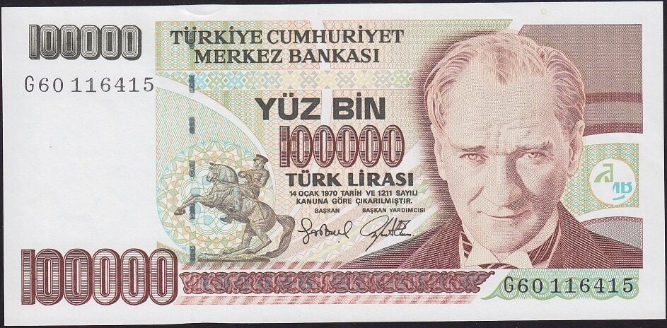 7.Emisyon 3.Tertip 100000 Lira G60 116415 Çil