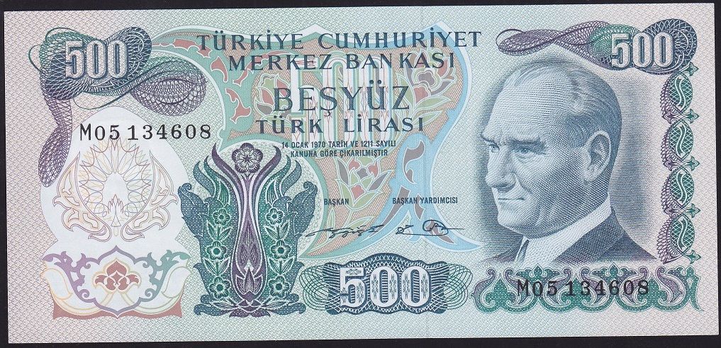 6.Emisyon 2.Tertip 500 Lira M05 134608 Çil