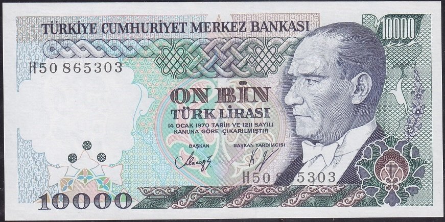 7.Emisyon 3.Tertip 10000 Lira H50 865303 Çilaltı Çil