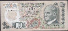 6.Emisyon 1.Tertip 100 Lira A02 320034 Çok Temiz+
